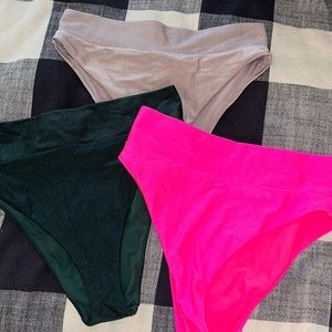 Set of 3 high waisted bikini bottoms